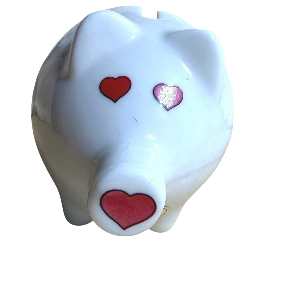 Nanco I Love Connecticut Piggy Bank Ceramic White Heart Eyes‎ Souvenir Stopper